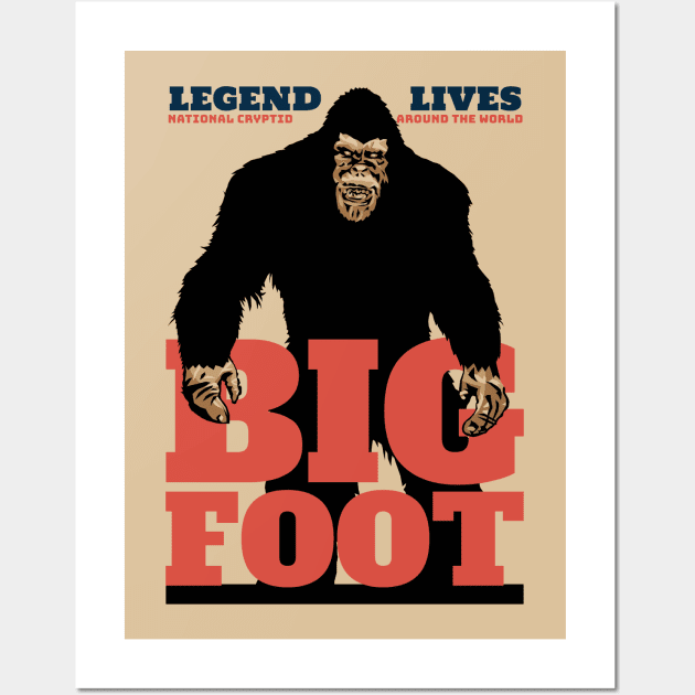 Bigfoot The Legend Lives Wall Art by KewaleeTee